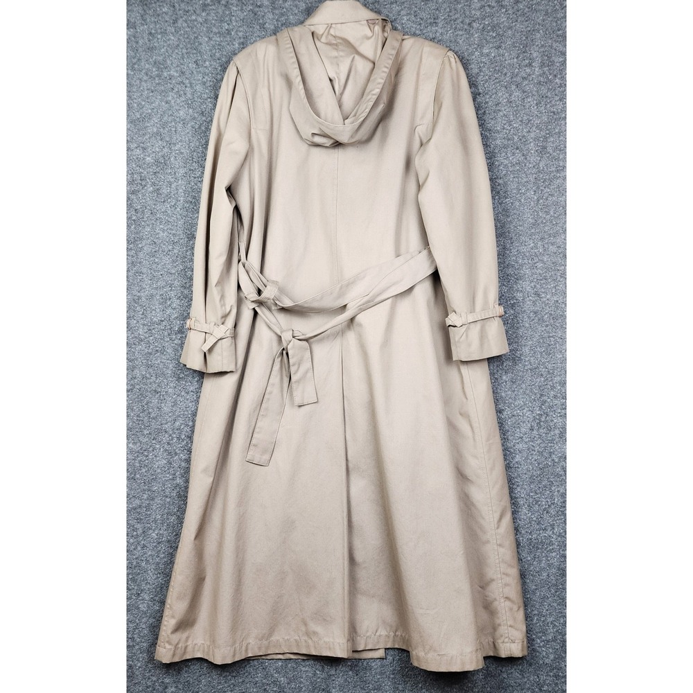 Unbranded Trench Coat Women Size L Beige Longline Hooded Belted Classic Jacket - Picture 2 of 15